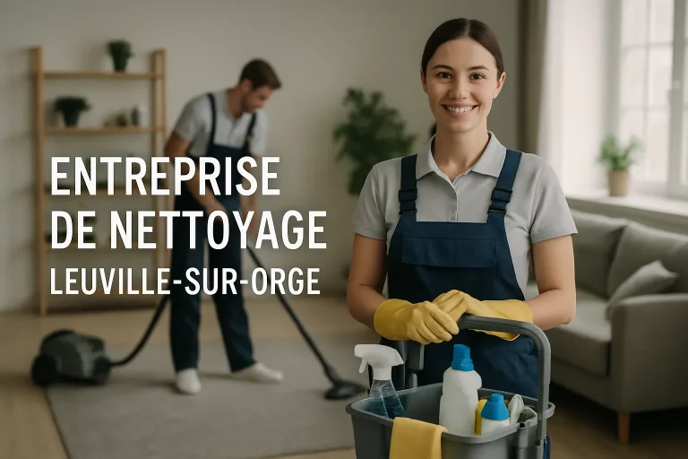 Équipe de nettoyage professionnelle à Leuville-sur-Orge, utilisant des équipements spécialisés.