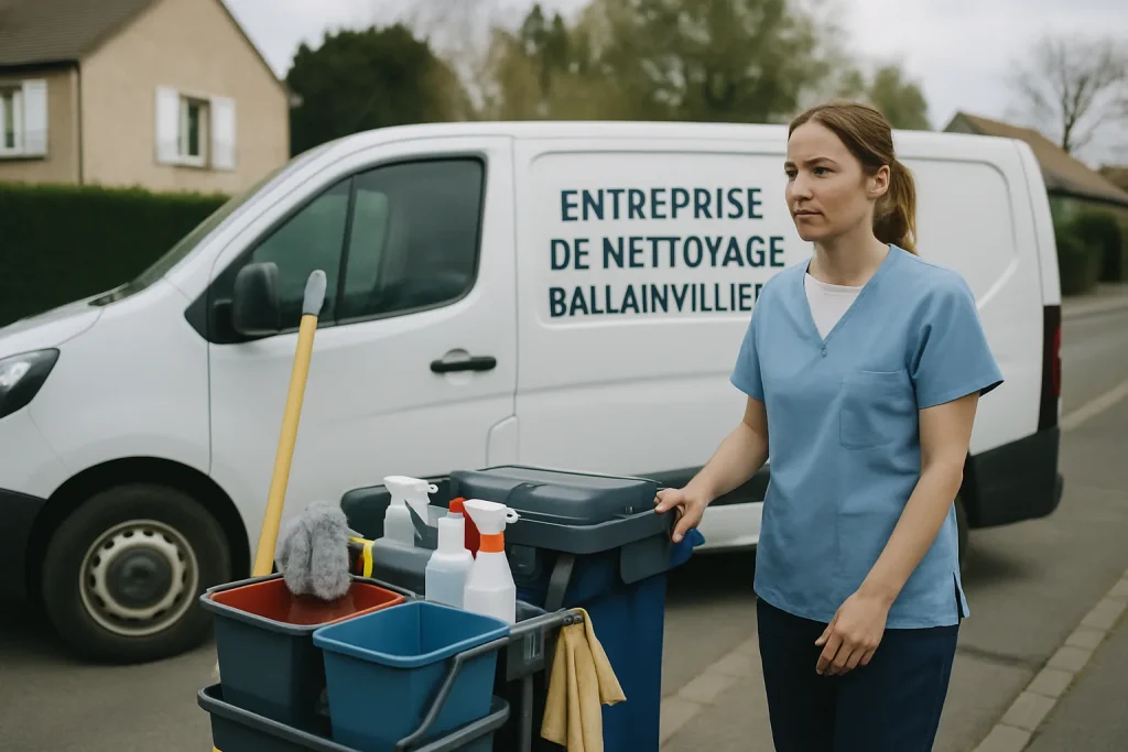 Un agent de nettoyage à Ballainvilliers utilisant des équipements modernes dans un bureau.