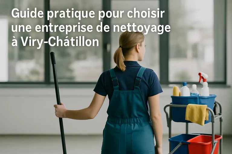 Un agent de nettoyage professionnel dans un appartement propre à Viry-Châtillon.