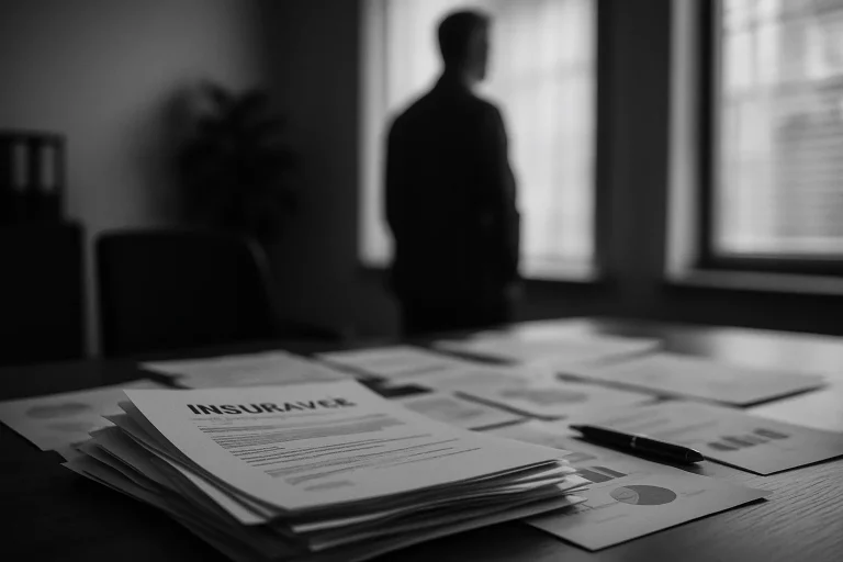 Bureau d'assurance avec documents de devis de nettoyage en Essonne.